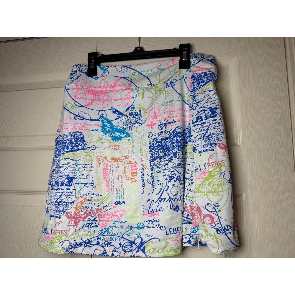 Lulu-B Womens Paris Graffiti Print Skort White Multi Color‎ XS Activewear Golf